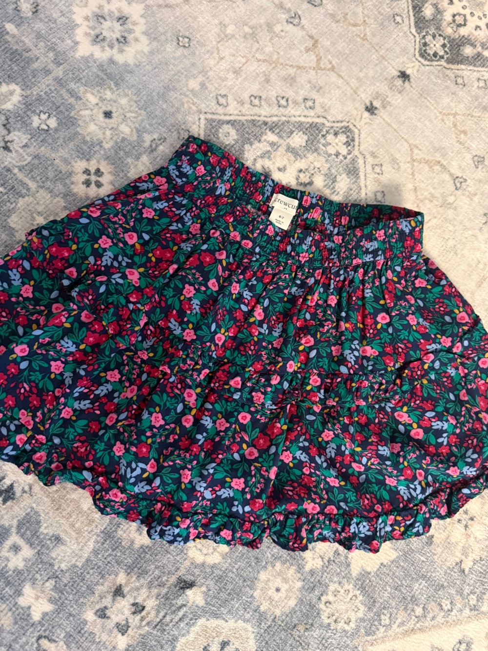 Crewcuts Navy Floral girls skirt